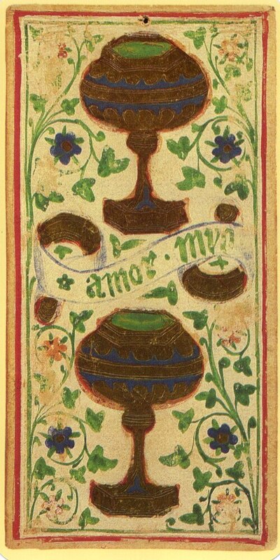 two dark brown cups float over a tan floral with the words "amor mya"