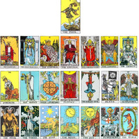 all 22 major arcana tarot cards are stacked